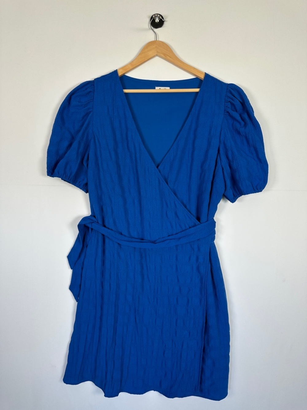 Reitmans Wrap Dress Cobalt Blue Crepe Puff Sleeve Midi Size XXL Workwear